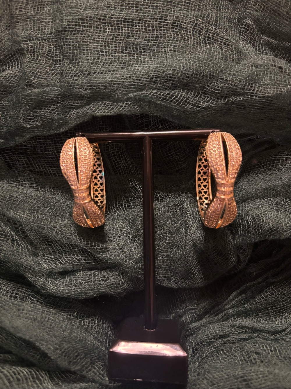 Elegant Gold Bow Hoop Earrings